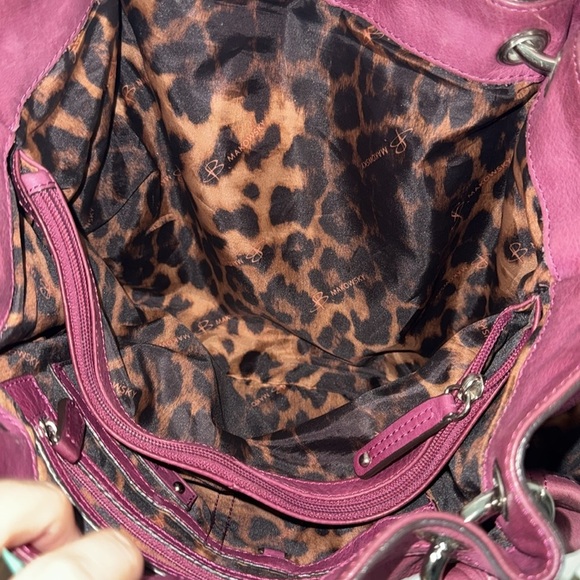 B Makowsky Mauve/Burgundy Large Soft Supple Pebbled Leather Shoulder Bag Purse - Picture 11 of 15